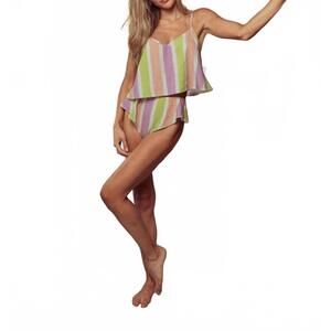 NEW KILO BRAVA cami & flutter panty set in painted stripe